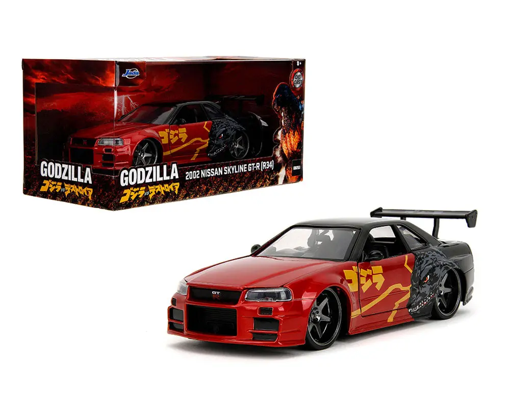 Jada  1/24 Nissan Skyline Gt-R R34 Godzilla – M. Red – Hollywood Rides 1