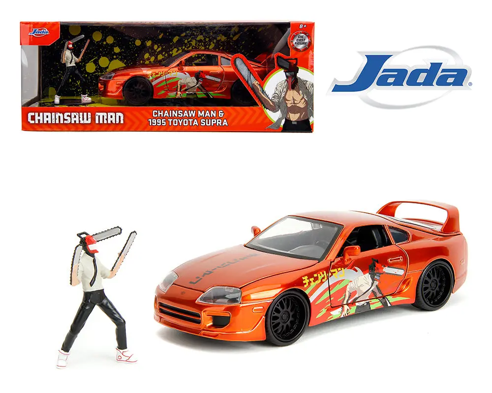 Jada 1:24 Chainsaw Man And 1995 Toyota Supra – Orange – Hollywood Rides 1