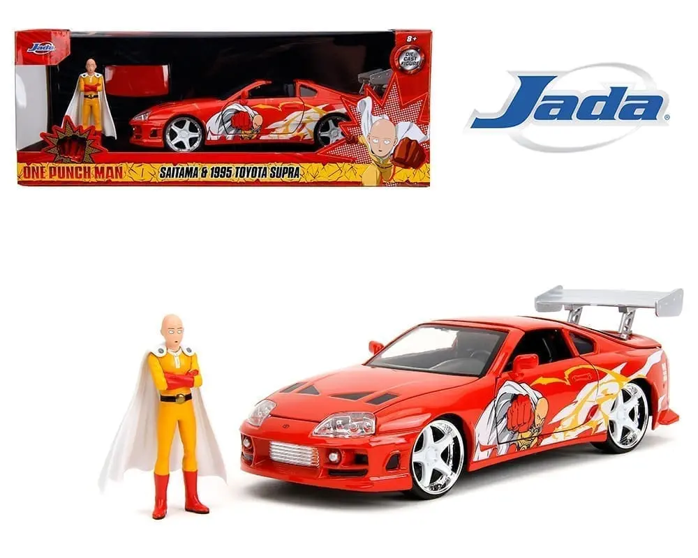 Jada  1/24  Hr One Punch Man Toyota 1995 Supra With Saitama Figure 1