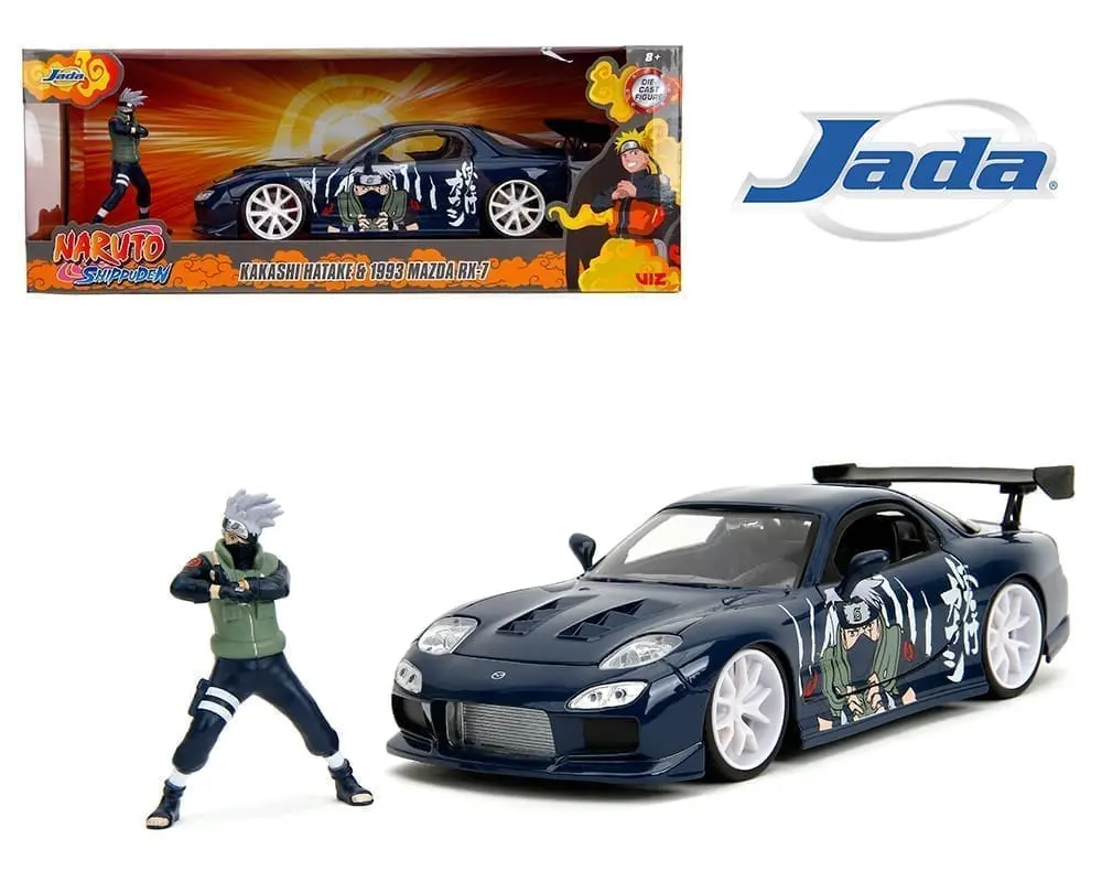 Jada  1/24  Hr Naruto 1993 Mazda Rx-7 With Kakashi Figure 1