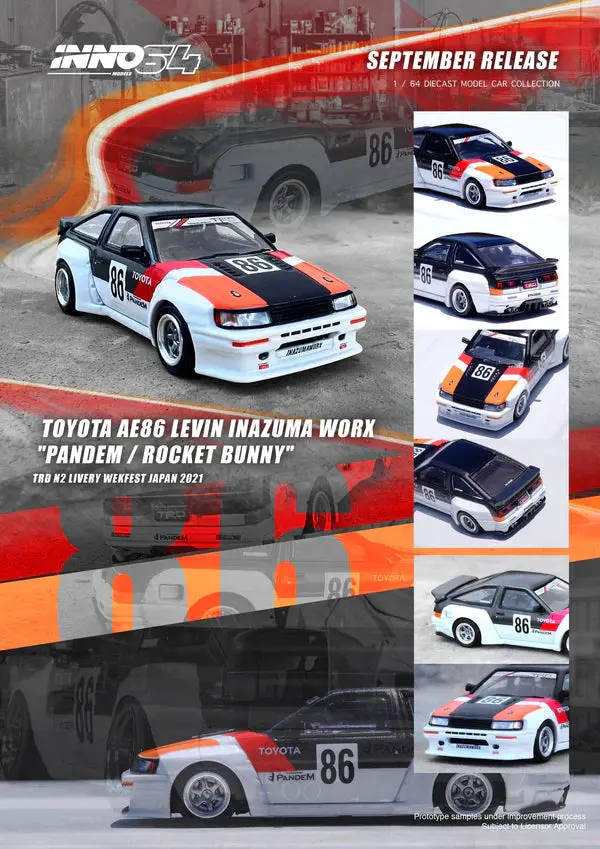 Inno64 1/64 Toyota Ae86 Levin Inazuma Worx "Pandem/Rocket Bunny" 1