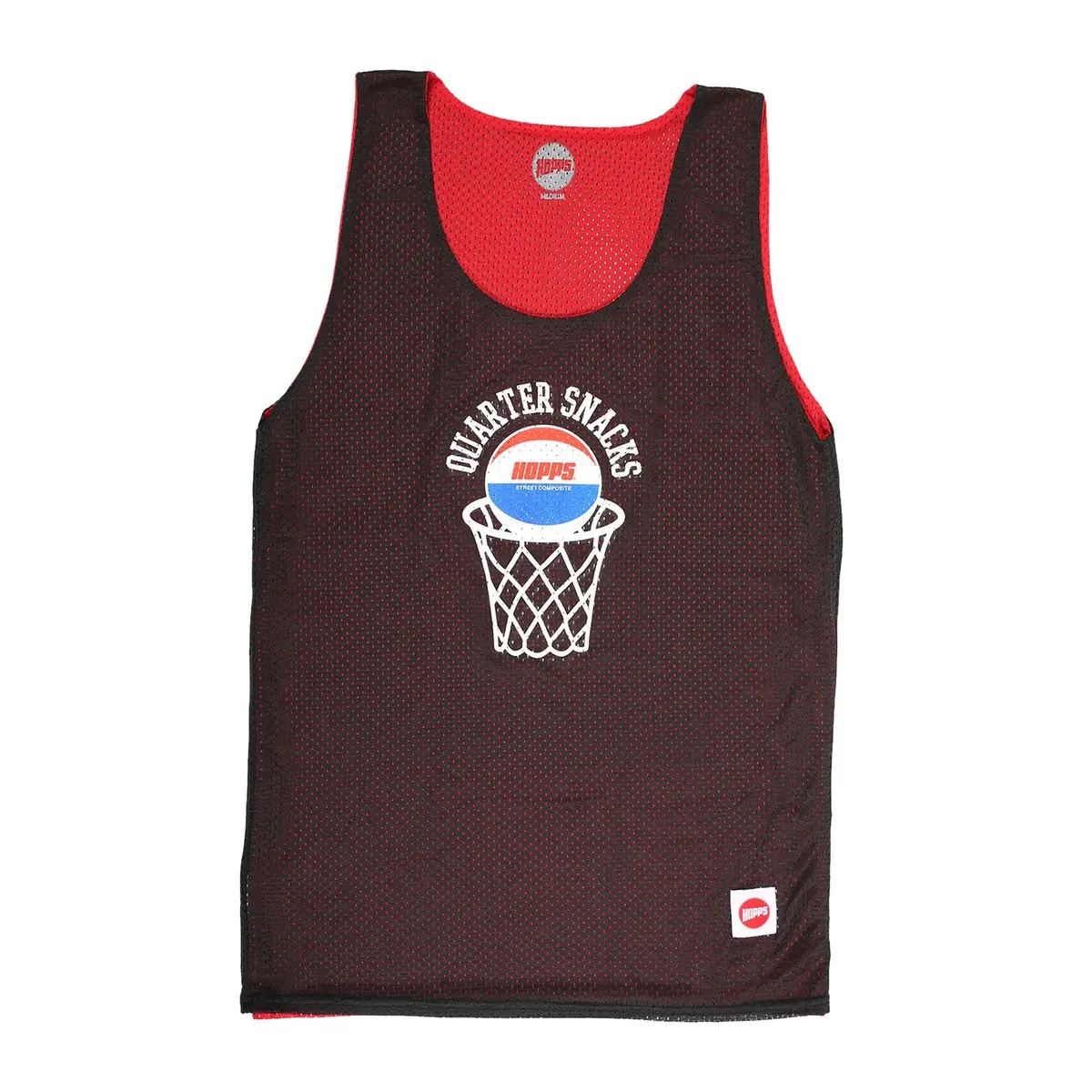 Hopps X Quartersnacks Street Composite Reversible Basketball Jersey – Black & Red