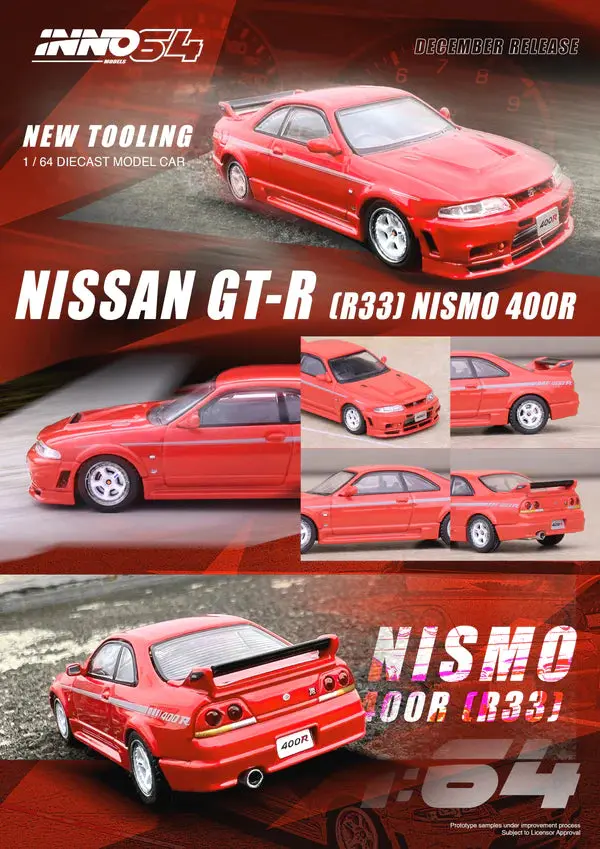 Inno64 1/64 Nissan Skyline Gt-R R33 Nismo 400R Super Clear Red Ii 1