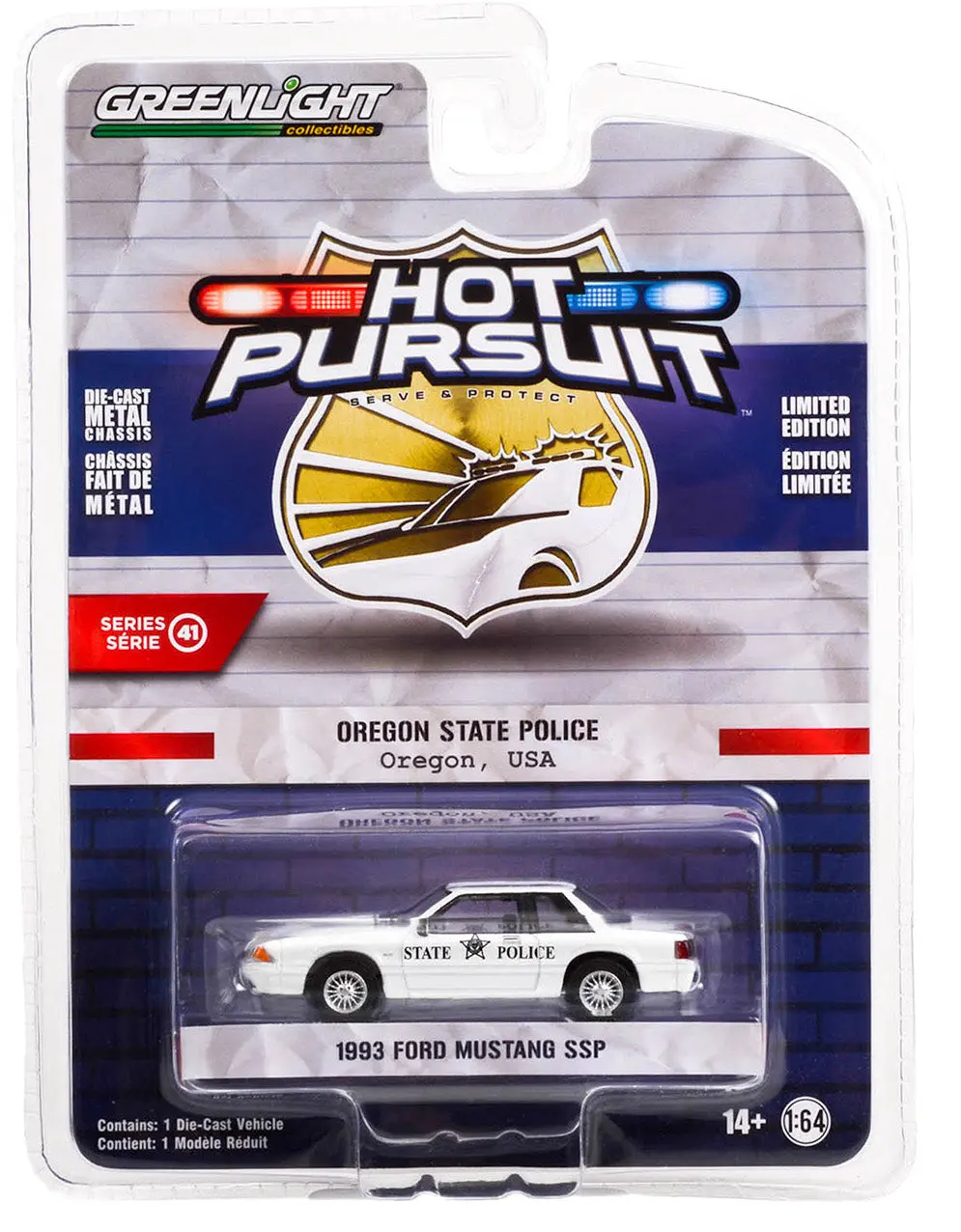 Hot Pursuit 42990B 1993 Ford Mustang Ssp Oregon State Police 1:64 Diecast 1