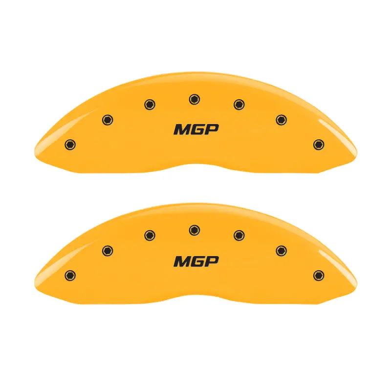 Mgp Engraved Caliper Covers – Yellow Finish With Black Char, Front & Rear Set For 2004 Vw Golf 1