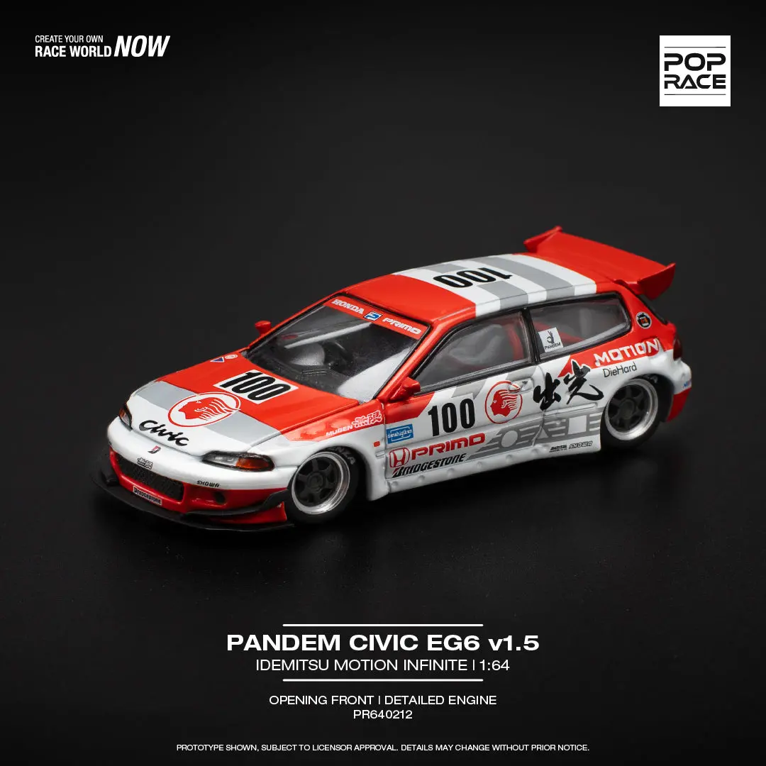 Pop Race 1/64 Pandem Civic Eg6 V1.5 – Idemitsu Motion Infinite #212 1