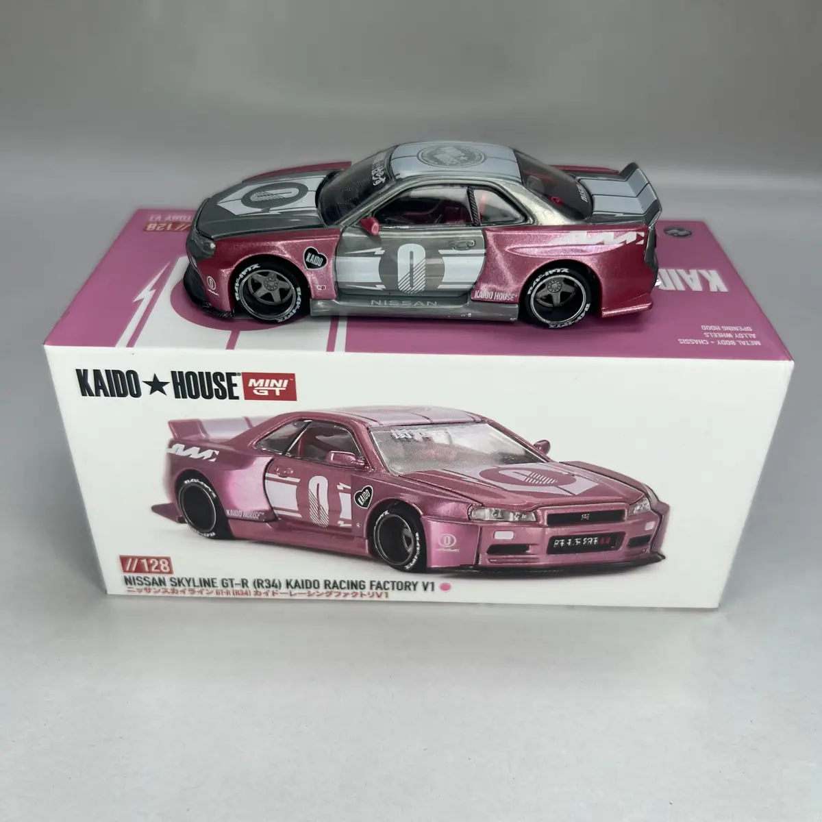 Chase Kaido House X Mini Gt 1:64 #128 Nissan Skyline Gt-R (R34) Kaido Racing Factory V1 1