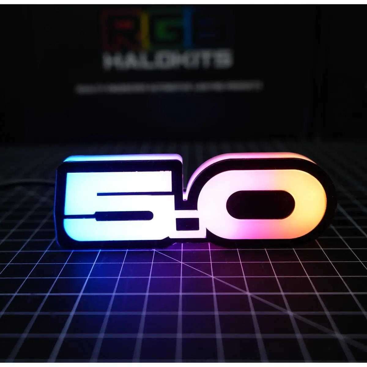 5.0 Led Emblem Badge: Ford Mustang (Multicolor Flow) 1