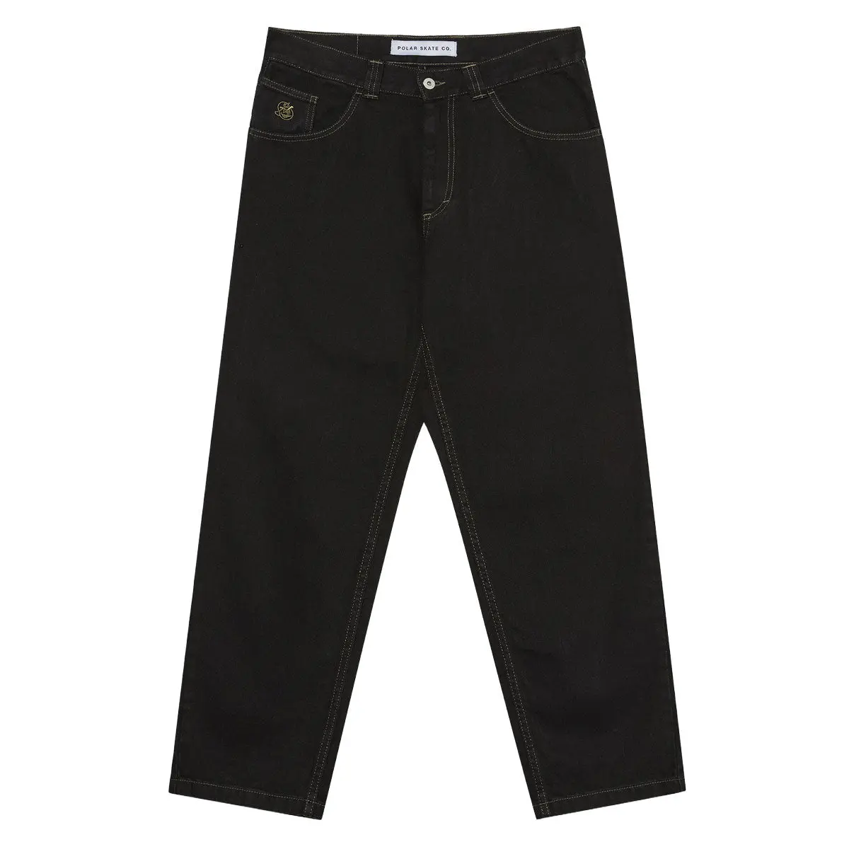 Polar 93! Contrast Stitching Denim Jeans - Black/Dark Olive 1