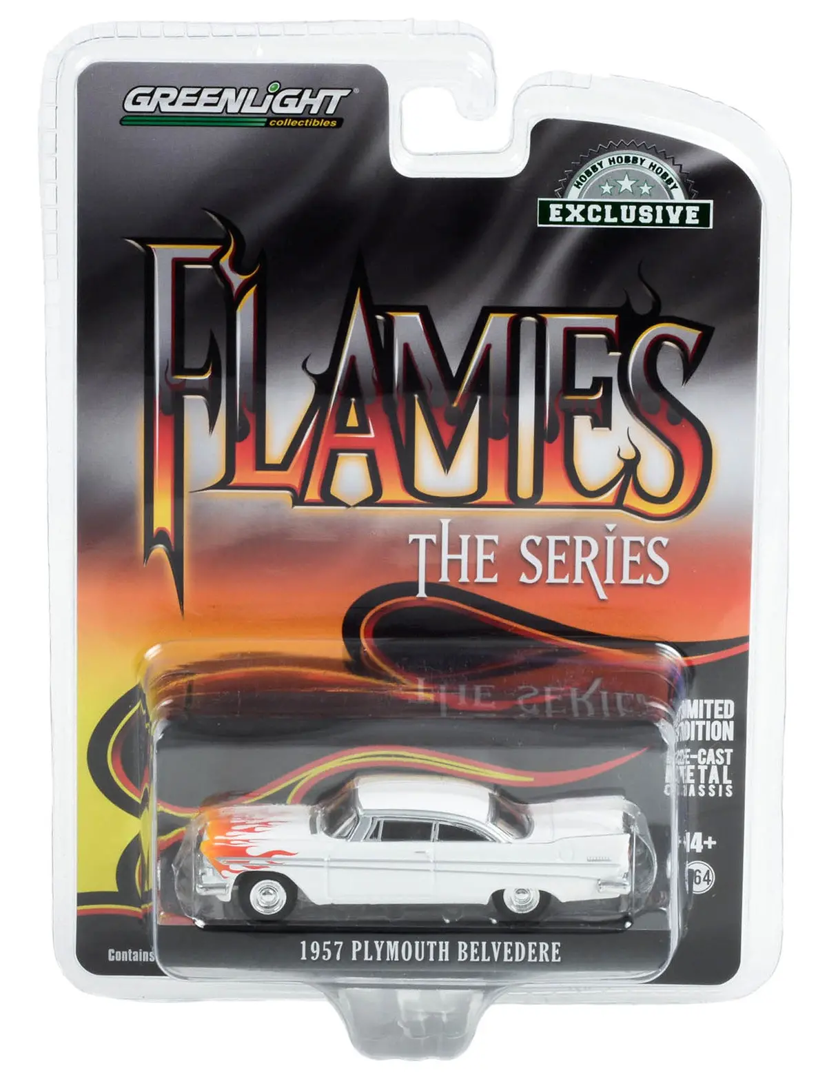 Hobby Exclusive The Flames Series 30362 1957 Plymouth Belvedere 1:64 Diecast 1