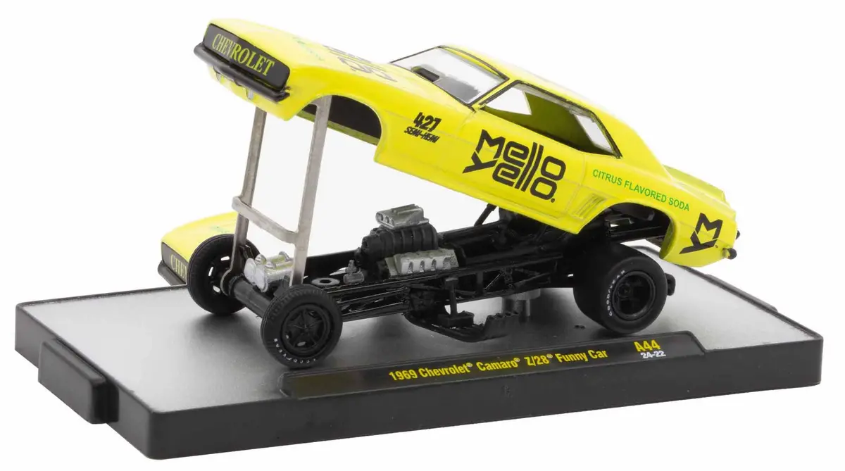 1969 Chevrolet Camaro Z/28 Funny Car Mellow Yellow Coca-Cola M2 Machines 1:64 Scale Coca-Cola A44 2