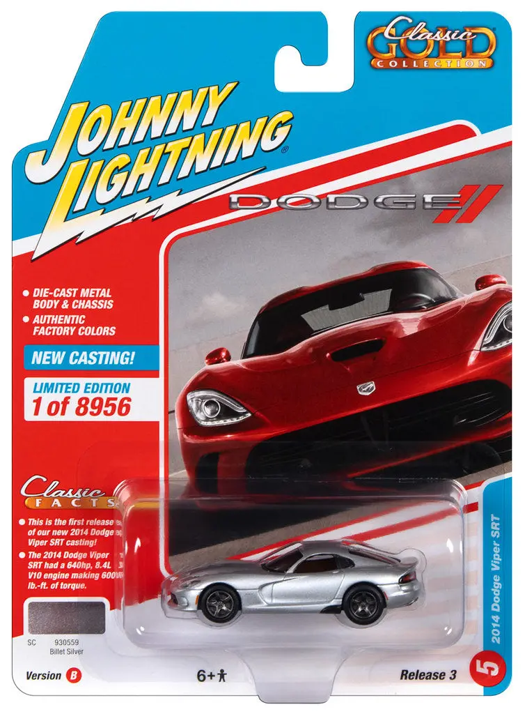 2014 Dodge Viper Silver Johnny Lightning Classic Gold 1:64 Scale 2022 Release 3B 1