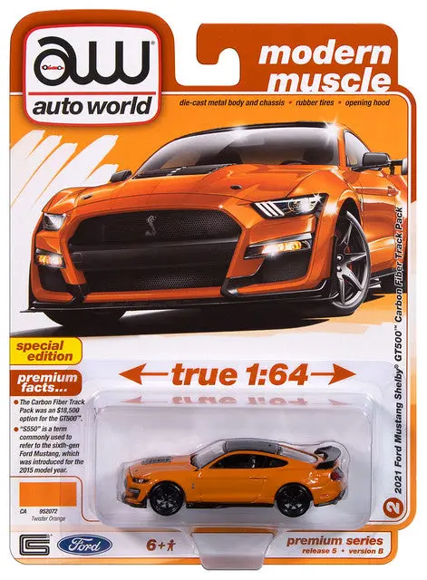 2021 Ford Mustang Shelby Gt500 Orange Auto World Premium Series 1:64 Scale 1