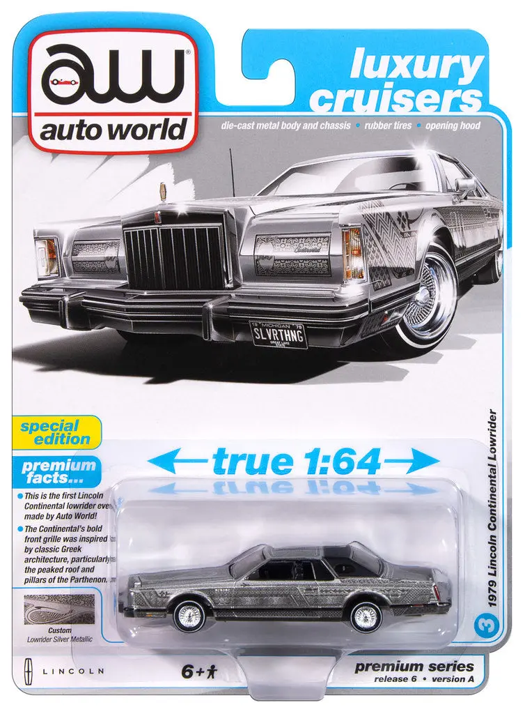 1979 Lincoln Continental Silver Auto World Premium Series 6 1:64 Scale 1