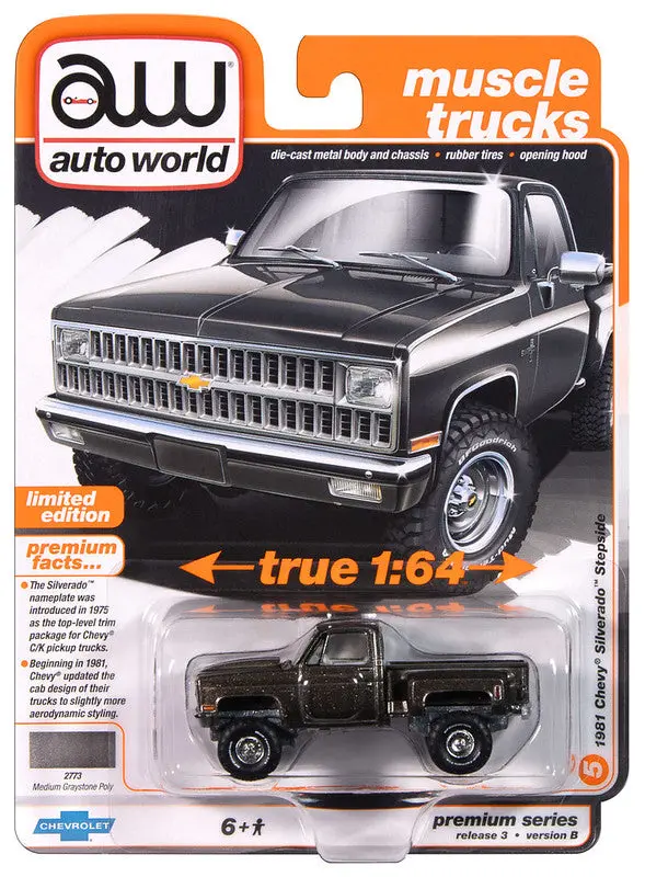 1981 Chevrolet Silverado 10 Brown Auto World Premium 1:64 Scale 1