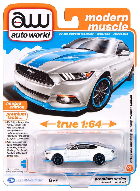 2017 Ford Mustang Gt Petty's Garage White Auto World Premium 1:64 Scale 1