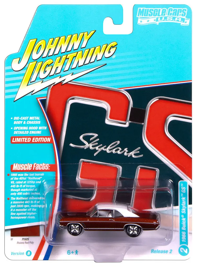 1966 Buick Skylark Gs Riviera Red Johnny Lightning Muscle Cars 1:64 Scale 1