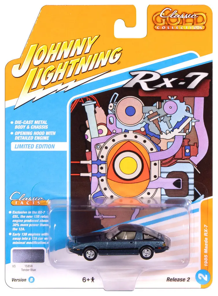 1985 Mazda Rx-7 Blue Johnny Lightning Classic Gold 1:64 Scale 2025 R2 1