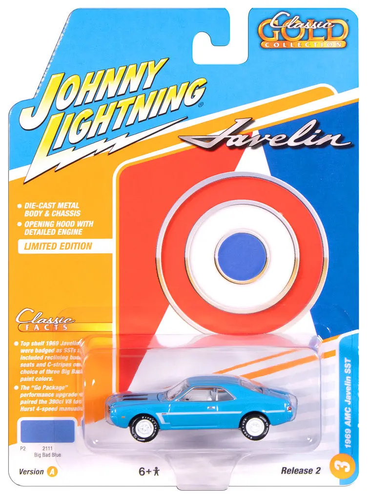 1969 Amc Javelin Blue Johnny Lightning Classic Gold 1:64 Scale 2025 R2 1
