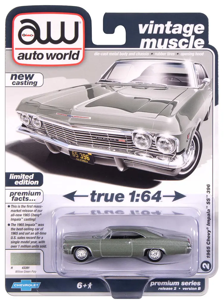 1965 Chevrolet Impala Green Auto World Premium 1:64 Scale 1