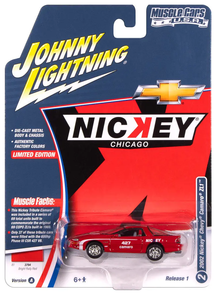 2002 Chevy Camaro Zl1 Red Nickey Johnny Lightning Muscle Cars Usa 1:64 Scale 1