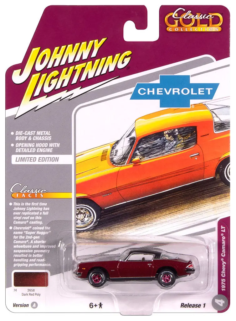 1975 Chevrolet Camaro Red Johnny Lightning Classic Gold 1:64 Scale 1