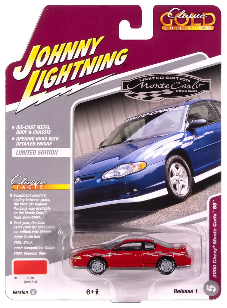 2000 Chevrolet Monte Carlo Ss Red Johnny Lightning Classic Gold 1:64 Scale 1