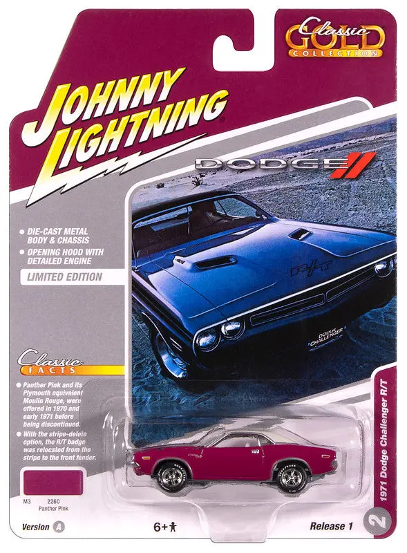 1971 Dodge Challenger R/T Pink Johnny Lightning Classic Gold 1:64 Scale 1