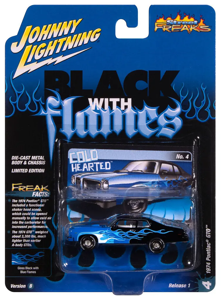 1974 Pontiac Gto Blue Flames Johnny Lightning Street Freaks 1:64 Scale 1