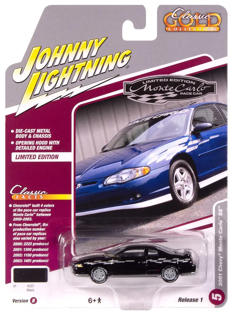 2000 Chevrolet Monte Carlo Ss Black Johnny Lightning Classic Gold 1:64 Scale 1