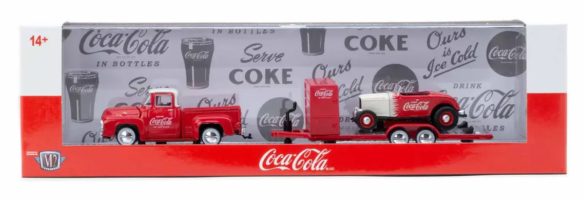 1956 Ford F-100 & 1932 Roadster M2 Machines 1:64 Scale Auto Haulers Coca-Cola Release Tw31 1