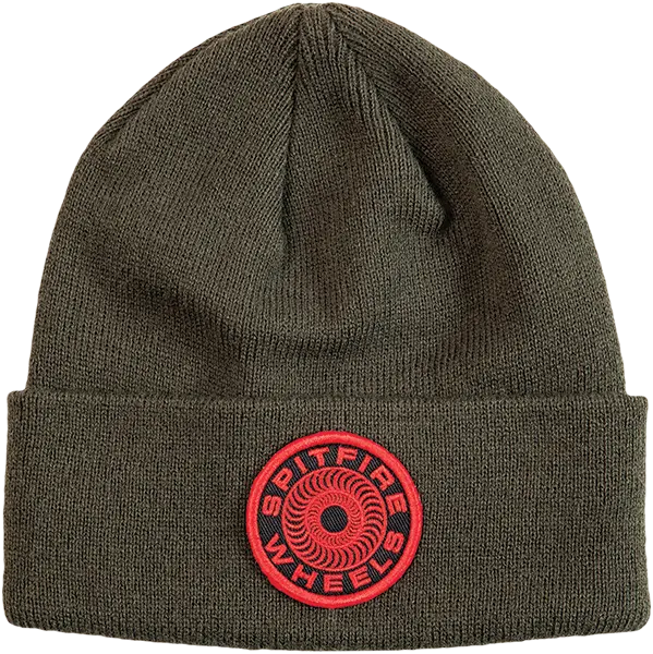 Spitfire Classic 87 Olive Beanie Featuring Swirl Embroidered Patch