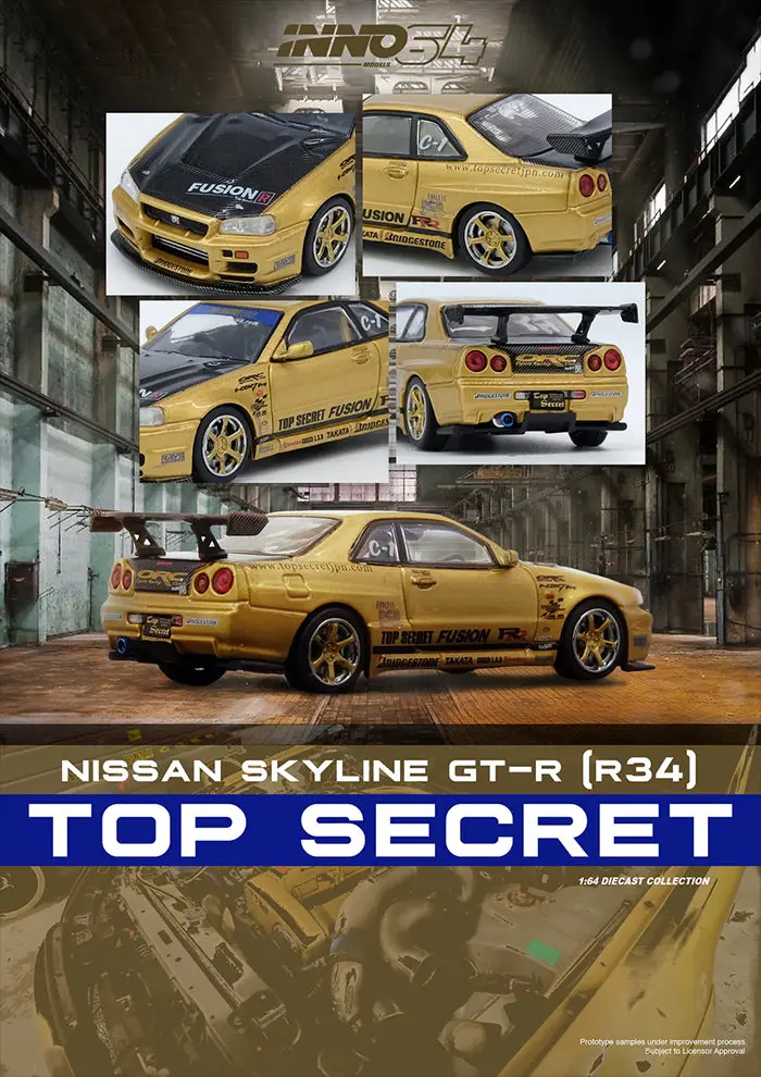 Inno64 1/64 Top Secret (R34) Gt-R Gold 1