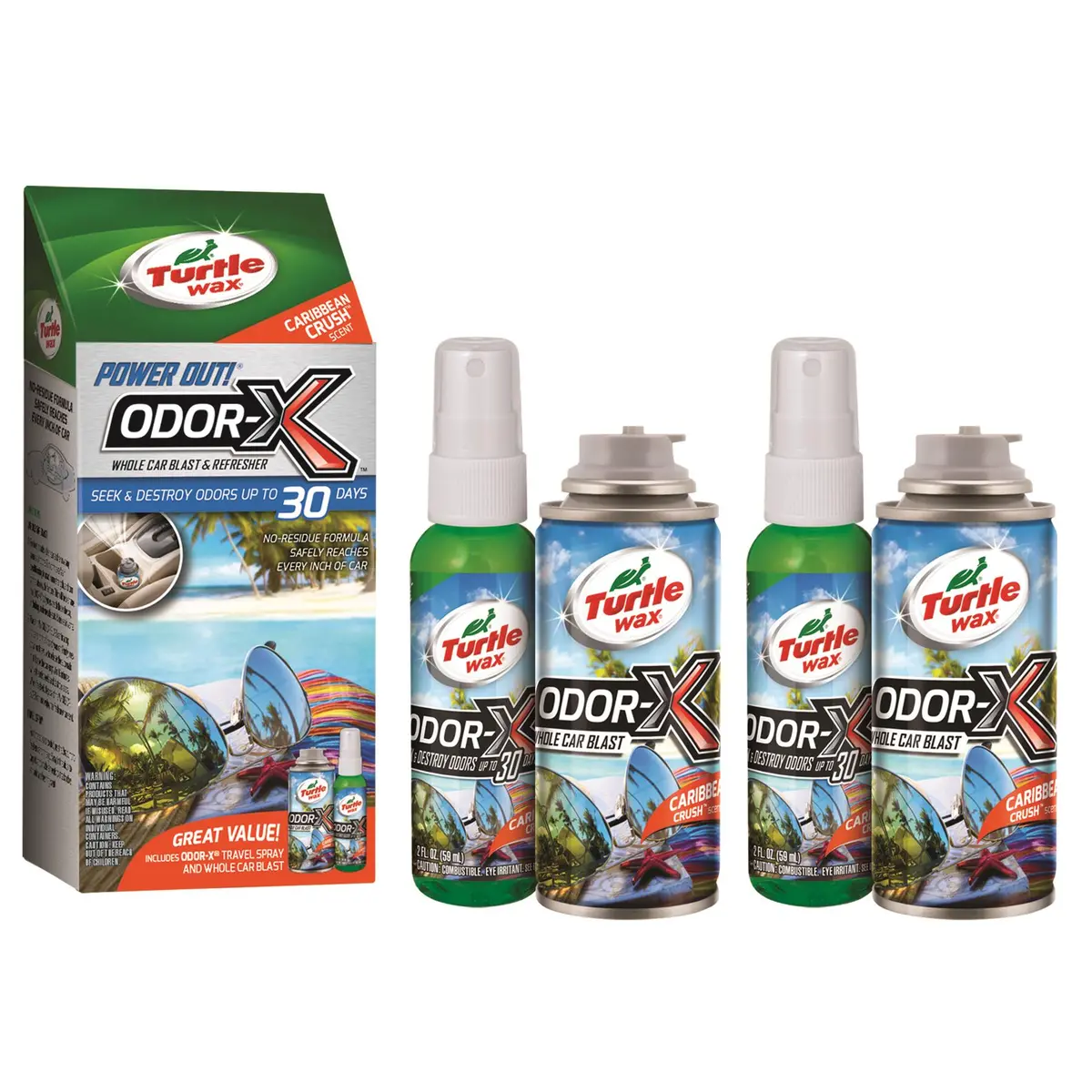 Power Out Odor-X Caribbean Crush Whole-Car Air Freshener (25 Fl Oz, 2-Pack)