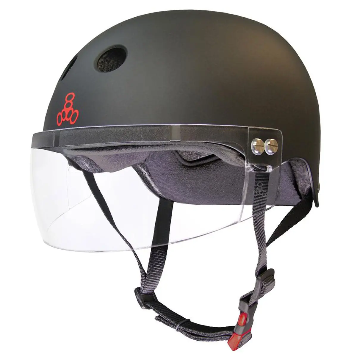Triple Eight Certified Sweatsaver With Visor Helmet - Black Rubber 1