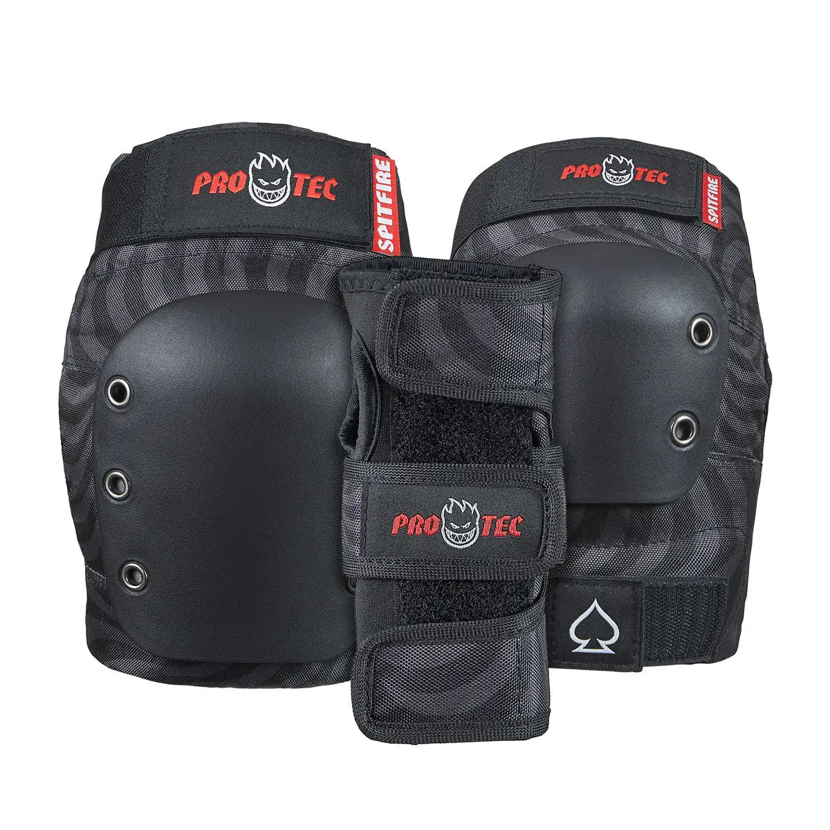 Pro-Tec X Spitfire Street Adult 3 Pack Open Back Set Of Pads - Black Swirl 1
