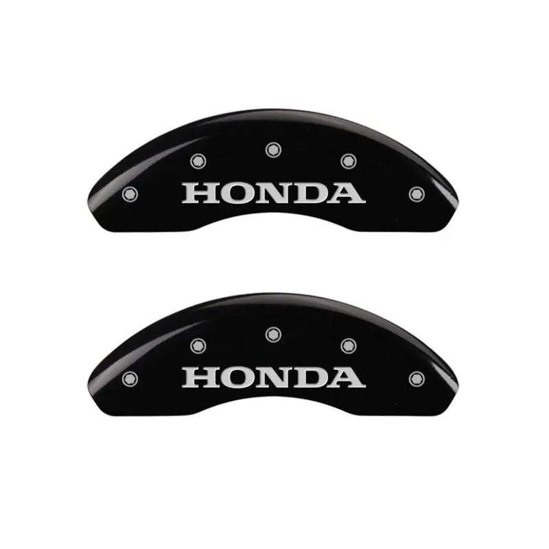 Mgp Engraved Front Caliper Covers – Honda-Specific, Black Base With Silver Accent 1