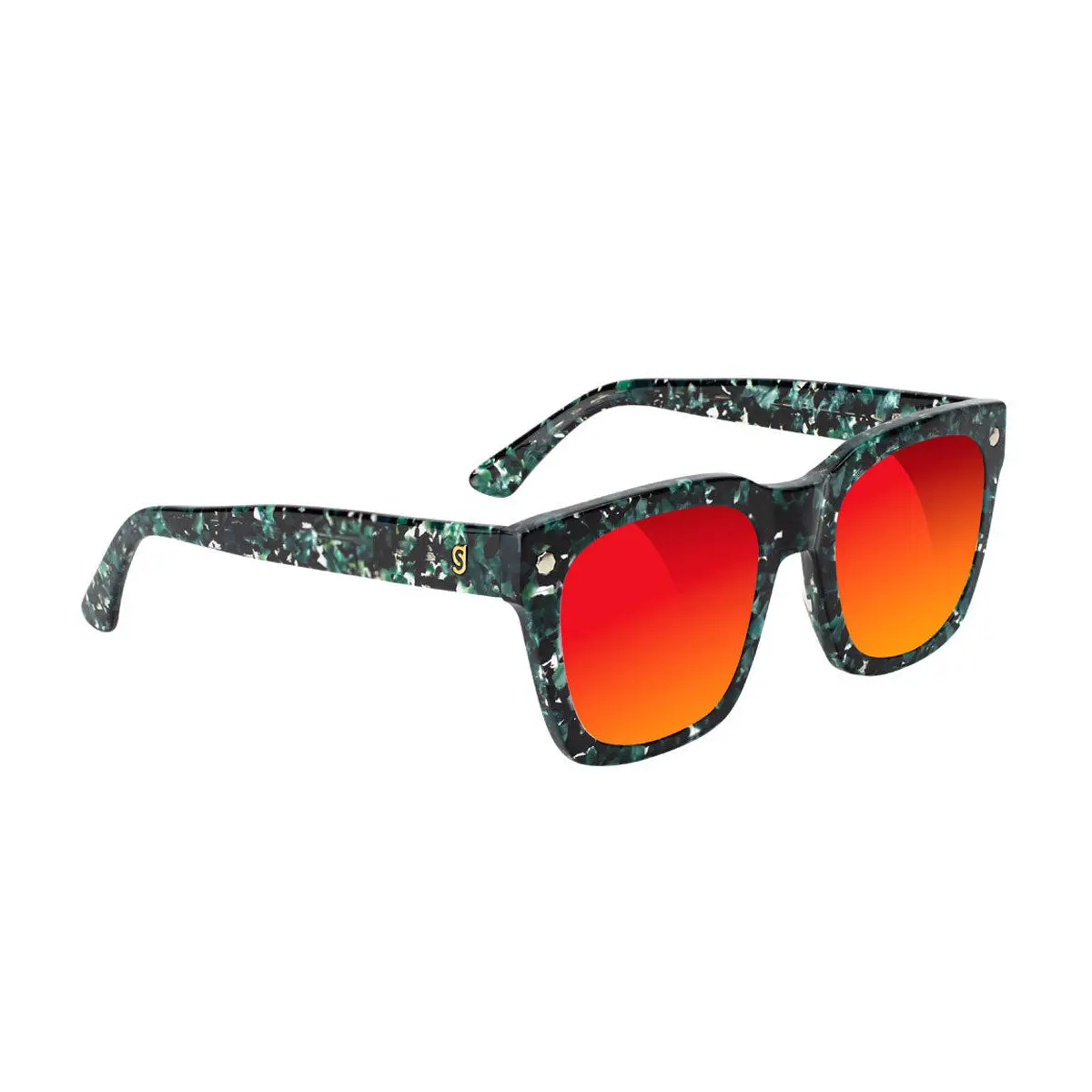 Glassy Walker Plus Sunglasses - Green Tortoise/Red Mirror 1
