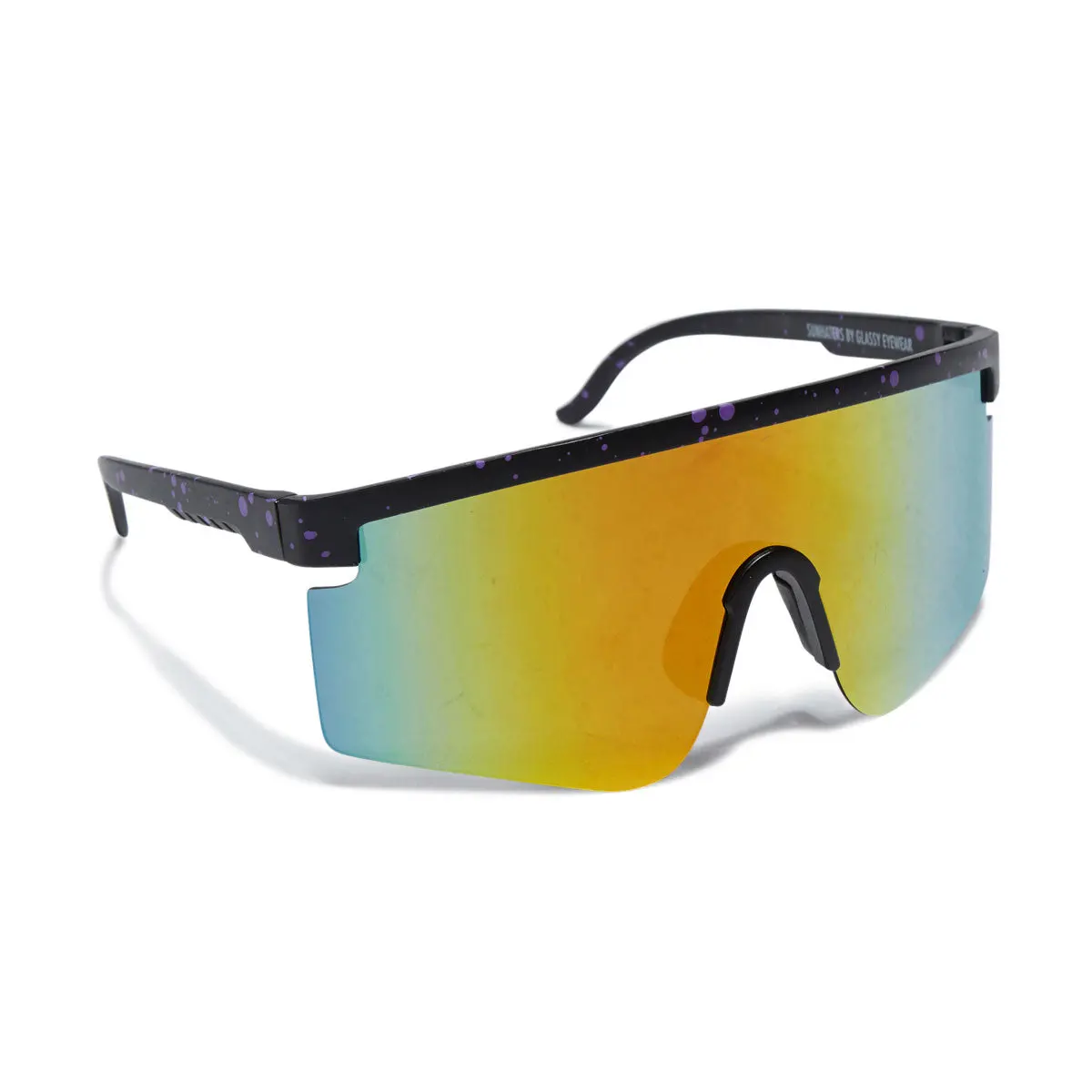 Glassy Mojave Polarized Sunglasses - Black/Purple Splat/Yellow Mirror 1