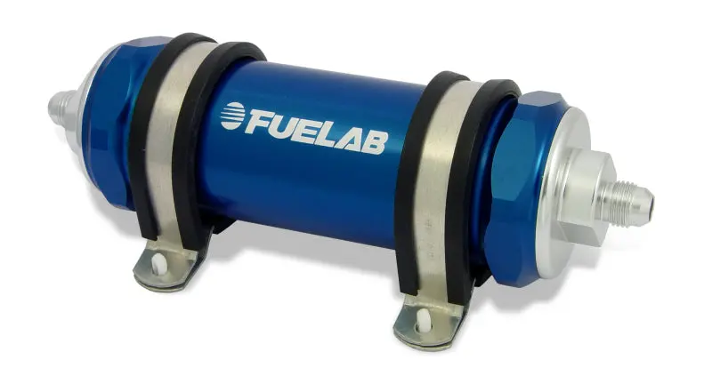 Fuelab 858 Inline Fuel Filter – Blue Anodized, -6An In / -10An Out, 10-Micron W/Check Valve 1