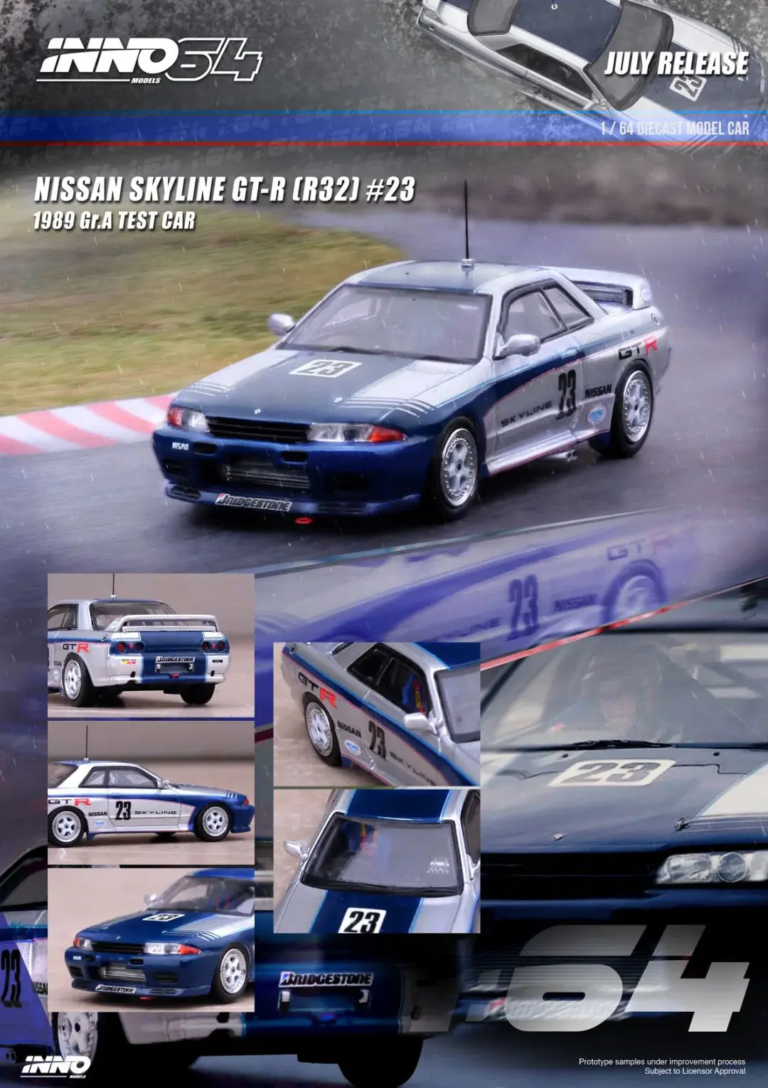 Inno64 1/64 Nissan Skyline Gt-R (R32) Gr.A Test Car 1989 1