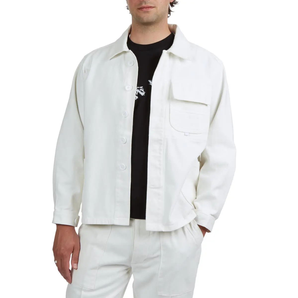 Ccs French Cropped Chore Jacket - White 1