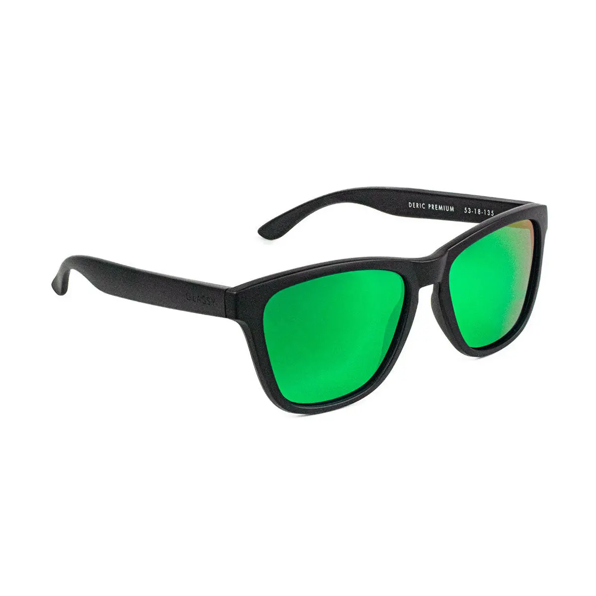 Glassy Deric Premium Polarized Sunglasses - Matte Black/Green Mirror 1