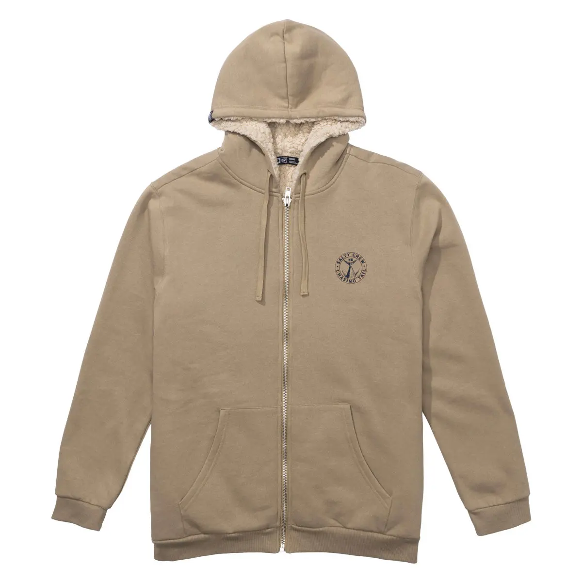 Salty Crew Coastal Sherpa Zip Up Hoodie - Khaki 1