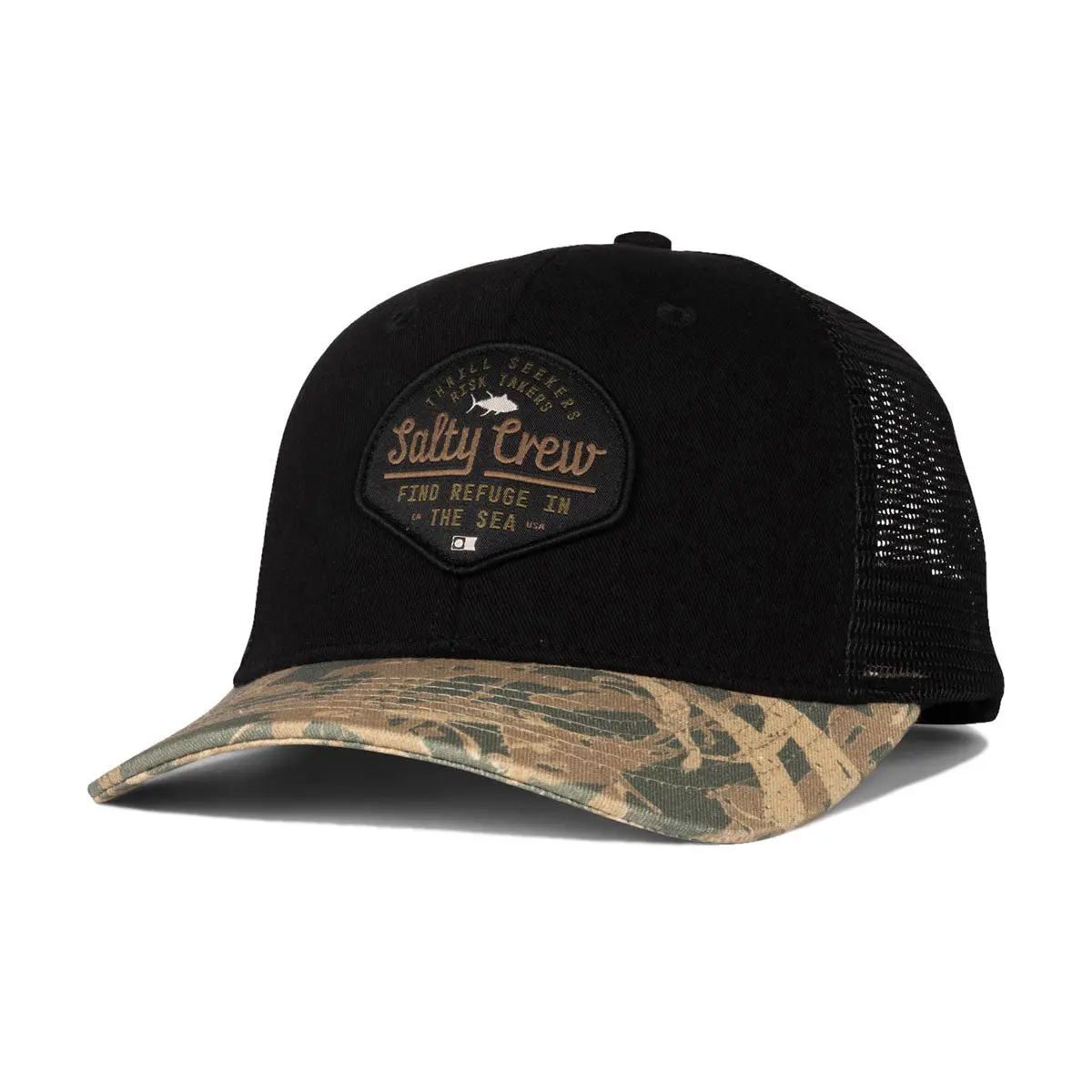 Salty Crew Border Trucker Hat - Black Camo 1