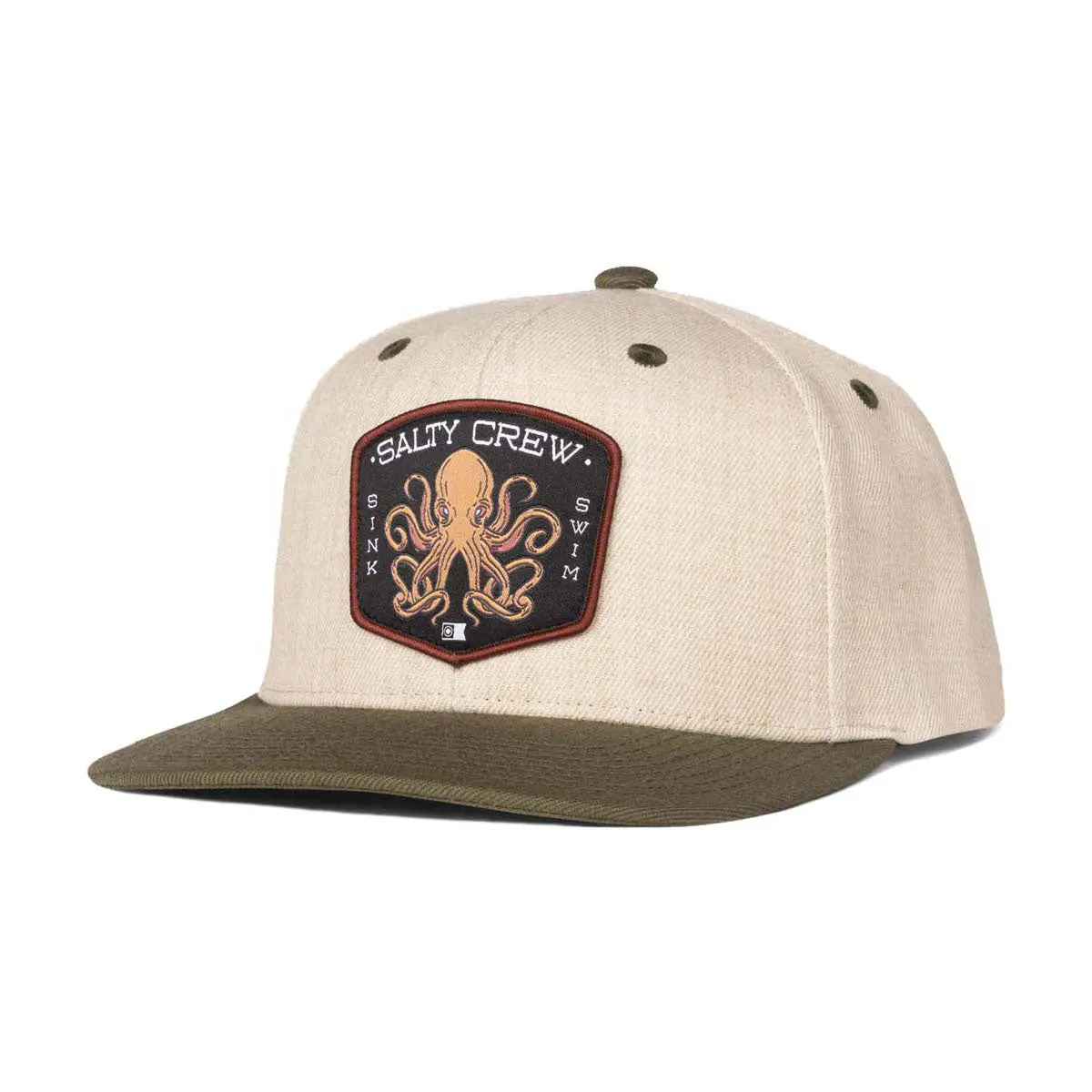 Salty Crew Tako Club Snapback Hat - Natural/Olive 1