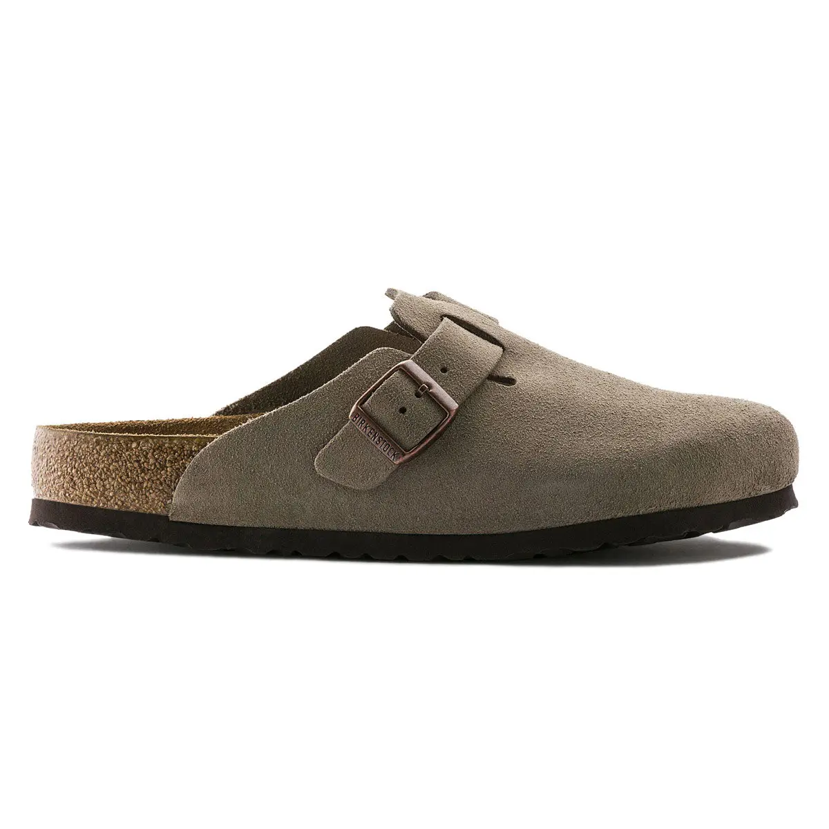 Birkenstock Womens Boston Soft Footbed Sandals - Taupe Suede 1