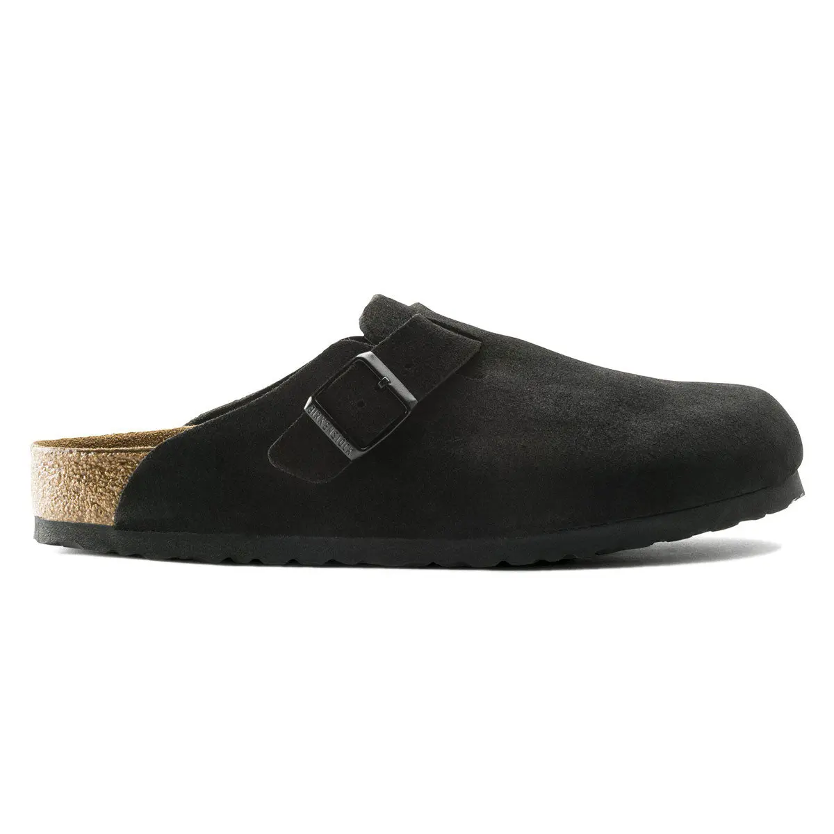 Birkenstock Womens Boston Soft Footbed Sandals - Black Suede 1