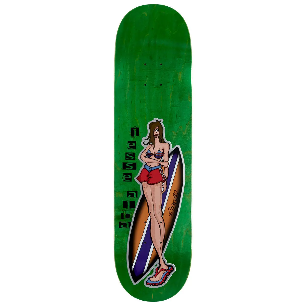 Frog Surfer Girl Jesse Alba Skateboard Deck - 8.50" 1
