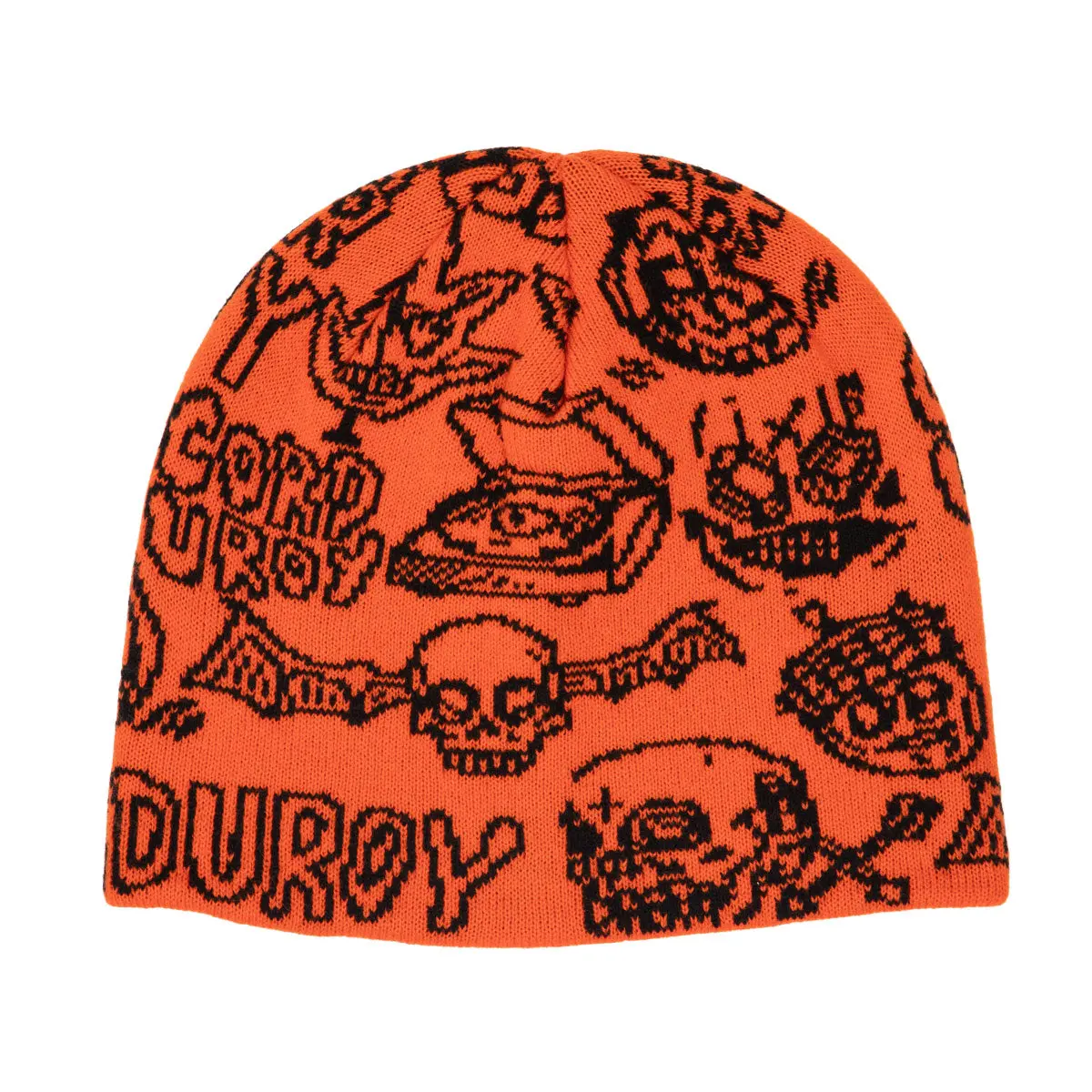Corduroy Fos Skully Beanie - Orange 1